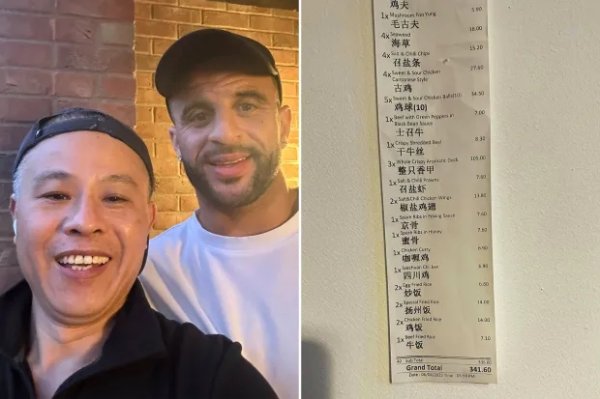 That s a good bite! Walker ordered a Chinese takeaway price of £340, including a crispy duck for £105